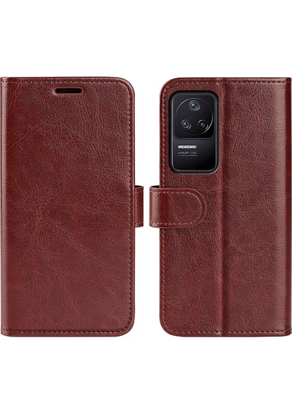 Xiaomi Için Poco F4 5g/redmi K40S 5g Şok Geçirmez Folio Flip Telefon Kılıfı Pu Deride Dirençli Çılgın At Doku Cüzdan Iyi Koruma Kapak Kahverengi (Yurt Dışından)