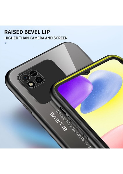 Xiaomi Için Redmi 10A Gradyan Renk Temsilli Cam Kılıf Sabit Pc Yumuşak Tpu Çerçeve Kırpma Dayanıklı Kapak Kabuk Striping Pembe Mor (Yurt Dışından)