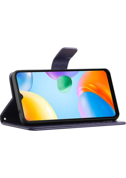 Xiaomi Redmi Için 10C Stand Pu Deri Kılıf Strap-Dark Mor ile Baskalı Baykuş Ağacı Desen Cüzdan Kapağı (Yurt Dışından) fiyatları