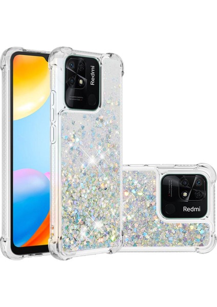 Xiaomi Redmi Için 10C Sıvı Quicksans ve Scratch-Dirençli Sequins Tpu Koruyucu Telefon Vaka Silver/kalpler (Yurt Dışından) fiyatları