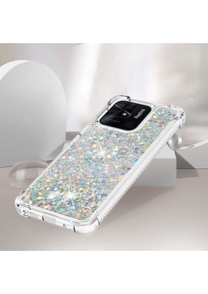 Xiaomi Redmi Için 10C Sıvı Quicksans ve Scratch-Dirençli Sequins Tpu Koruyucu Telefon Vaka Silver/kalpler (Yurt Dışından) indirimleri