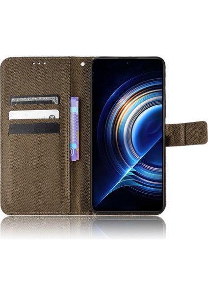 Xiaomi Için Redmi K50/K50 Pro Diamond Doku Pu Derisi Iyi Korunmuş Telefon Kasası Cüzdan Stand Kapağı Strap-Brown (Yurt Dışından) fiyatları