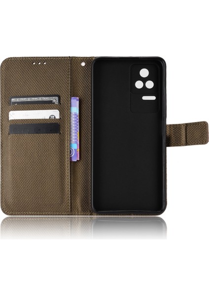 Xiaomi Için Redmi K50/K50 Pro Diamond Doku Pu Derisi Iyi Korunmuş Telefon Kasası Cüzdan Stand Kapağı Strap-Brown (Yurt Dışından) fırsatları