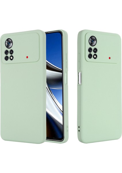 Xiaomi Poco X4 Pro 5g Strap Anti-Fall Ince Sıvı Silikon Kılıf Yumuşak Mikrofiber Astar Koruyucu Yeşil (Yurt Dışından)