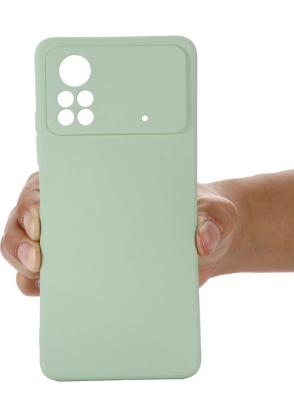 Xiaomi Poco X4 Pro 5g Strap Anti-Fall Ince Sıvı Silikon Kılıf Yumuşak Mikrofiber Astar Koruyucu Yeşil (Yurt Dışından)