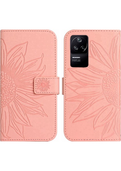 Xiaomi Redmi K40S Için 5g/poco F4 5g HT04 Ayçiçeği Baskılı Pu Deri Şok Geçirmez Kılıf Deri-Touch Anti-Çizelge Anti-Çizelge Stand Cüzdan Kapağı Omuz Kayışı Işık Pembe (Yurt Dışından) fiyatları