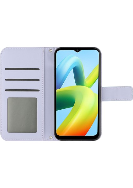 HT04 Xiaomi Redmi A1 4g/a2 4g Cüzdan Stand Omuz Kayış Işığı Mor ile Cilt Dostu Cep Telefonu Kapağı (Yurt Dışından)