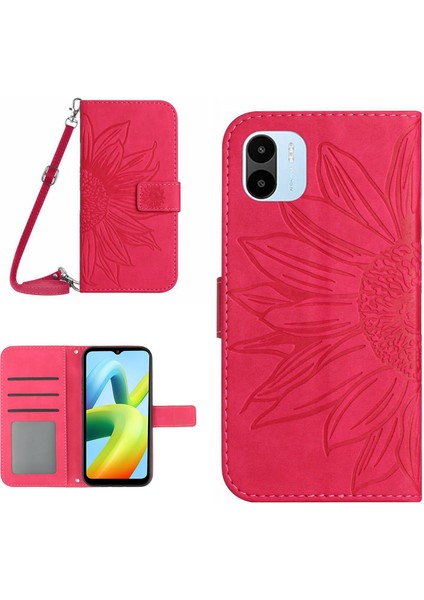 HT04 Xıaomı Redmı A1 4g/a2 4g Cüzdan Stand Omuz Kayışı Rose ile Cilt Dostu Cep Telefonu Kapağı (Yurt Dışından)