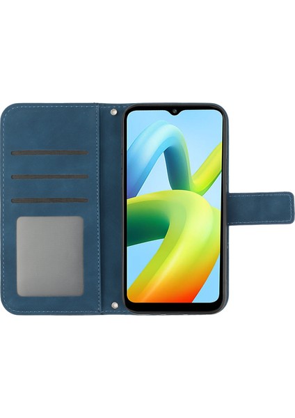 HT04 Xıaomı Redmı A1 4g/a2 4g Cüzdan Stand Omuz Strap-Dark Mavi ile Cilt Dostu Cep Telefonu Kapağı (Yurt Dışından)