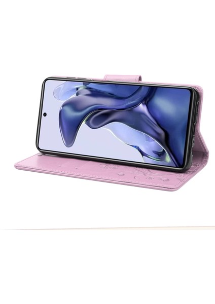 Xiaomi Poco X4 Pro 5g Kelebek Çiçeği Dragriting Cüzdan Düzeyli Pu Deri Bilek Kayışı Stand Özellik Koruyucu Kapak Light Mor (Yurt Dışından)