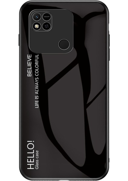 Xiaomi Redmi Için 10A Gradyan Renk Temsilli Cam Kılıf Sabit Pc Yumuşak Tpu Çerçeve Çekmeye Dayanıklı Kapak Kabuk Black (Yurt Dışından)