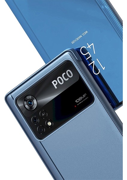 Xiaomi Için Poco M4 Pro 4g Ayna Tasarımı Akıllı Görünüm Pencere Ekran Ekran Örneği Pu Deri Elektroplat Kaplama Standı Anti-Fall Koruyucu Flip Cover-Black (Yurt Dışından) fırsatları