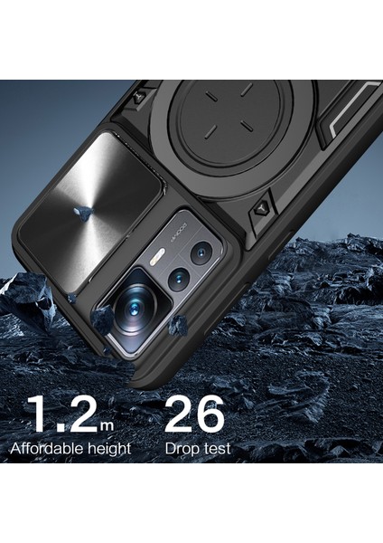 Xiaomi 12T 5G/12T Pro 5g/redmi K50 Ultra Pc+Tpu Ring Kickstand Kapak Slayt Lens Koruması Telefon Kasa-Silver (Yurt Dışından) fırsatları