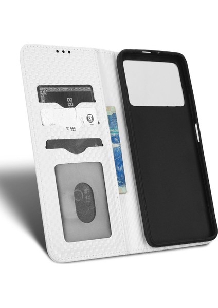 Xiaomi Poco X4 Pro 5g Manyetik Otomatik Absorbed Telefon Cüzdan Kapağı Izgara Dokusu Pu Deri Stand Kılıf Beyaz (Yurt Dışından) fırsatları
