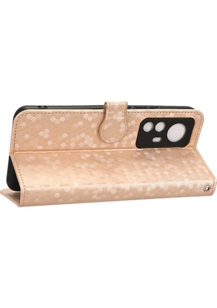 Xiaomi 12T 5g/redmi K50 Ultra 5g Için Anti-Cratch Cep Telefonu Kılıfı, Pu Deri Dot Desen Baskılı Stand Telefon Cüzdan Kapağı Strap-Rose Altın (Yurt Dışından) modelleri