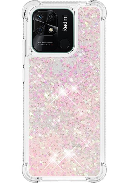 Xiaomi Redmi Için 10C Sıvı Quicksans ve Scratch-Dirençli Sequins Tpu Koruyucu Telefon Vaka Pembe/pentagramlar (Yurt Dışından) modelleri