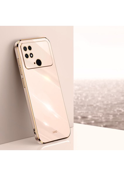 Xiaomi Poco C40 4g Için Xinli Tpu Telefon Kılıfı, Fall Anti-Fall Elektrokaplama Arka Kabuk Tam Kamera Lens Koruma Kapak Pembe (Yurt Dışından)