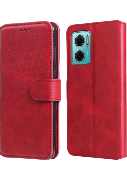 Xiaomi Için Redmi Note 11E 5g/redmi 10 5g/redmi 10 Prime+ 5g Pu Deri+ Tpu Damla Geçirmez Telefon Kılıfı Stand Kapak-Kırmızı (Yurt Dışından)