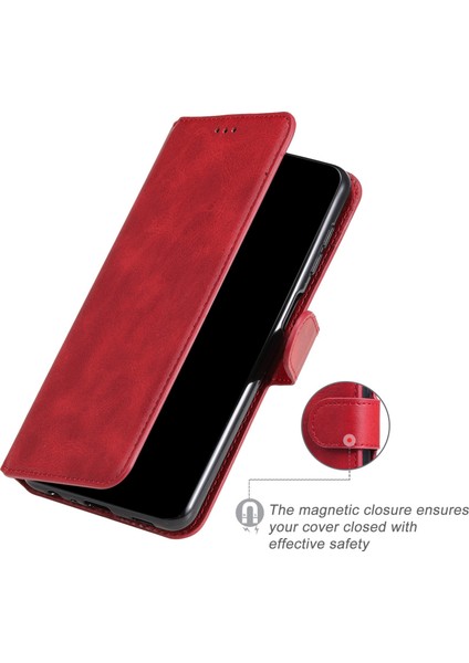 Xiaomi Için Redmi Note 11E 5g/redmi 10 5g/redmi 10 Prime+ 5g Pu Deri+ Tpu Damla Geçirmez Telefon Kılıfı Stand Kapak-Kırmızı (Yurt Dışından)