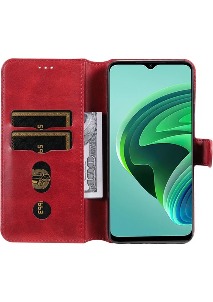 Xiaomi Için Redmi Note 11E 5g/redmi 10 5g/redmi 10 Prime+ 5g Pu Deri+ Tpu Damla Geçirmez Telefon Kılıfı Stand Kapak-Kırmızı (Yurt Dışından)