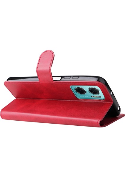 Xiaomi Için Redmi Note 11E 5g/redmi 10 5g/redmi 10 Prime+ 5g Pu Deri+ Tpu Damla Geçirmez Telefon Kılıfı Stand Kapak-Kırmızı (Yurt Dışından)