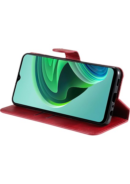 Xiaomi Için Redmi Note 11E 5g/redmi 10 5g/redmi 10 Prime+ 5g Pu Deri+ Tpu Damla Geçirmez Telefon Kılıfı Stand Kapak-Kırmızı (Yurt Dışından)
