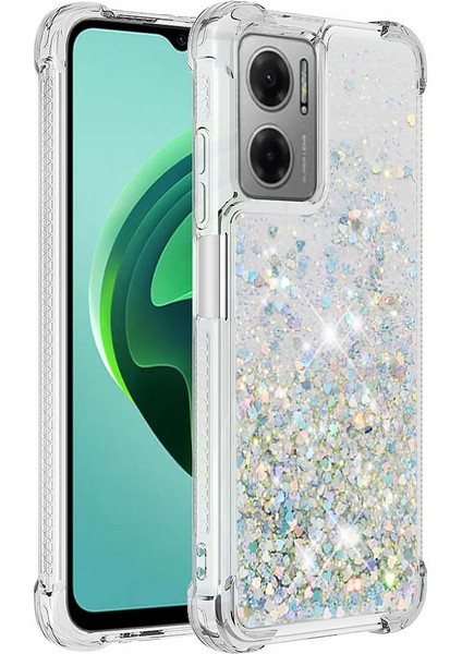 Xiaomi Için Poco M4 5g/redmi Not 11E 5g/redmi 10 5g/redmi 10 Prime+ 5g Sıvı Hızlı ve Şok Geçirmez Sequins Tpu Kapak Iyi Korunmuş Cep Telefonu Kasa-Silver/kalpler (Yurt Dışından)