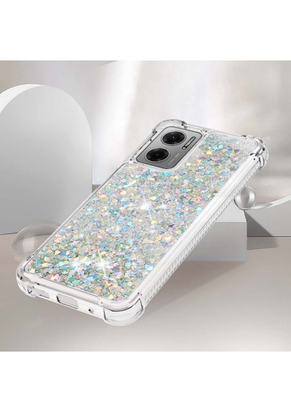Xiaomi Için Poco M4 5g/redmi Not 11E 5g/redmi 10 5g/redmi 10 Prime+ 5g Sıvı Hızlı ve Şok Geçirmez Sequins Tpu Kapak Iyi Korunmuş Cep Telefonu Kasa-Silver/kalpler (Yurt Dışından)