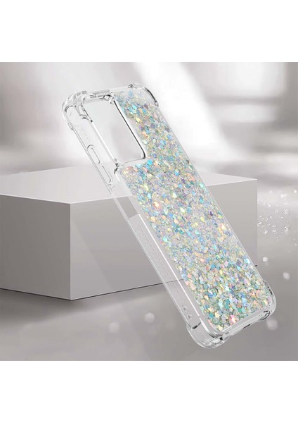 Xiaomi Için Poco M4 5g/redmi Not 11E 5g/redmi 10 5g/redmi 10 Prime+ 5g Sıvı Hızlı ve Şok Geçirmez Sequins Tpu Kapak Iyi Korunmuş Cep Telefonu Kasa-Silver/kalpler (Yurt Dışından)