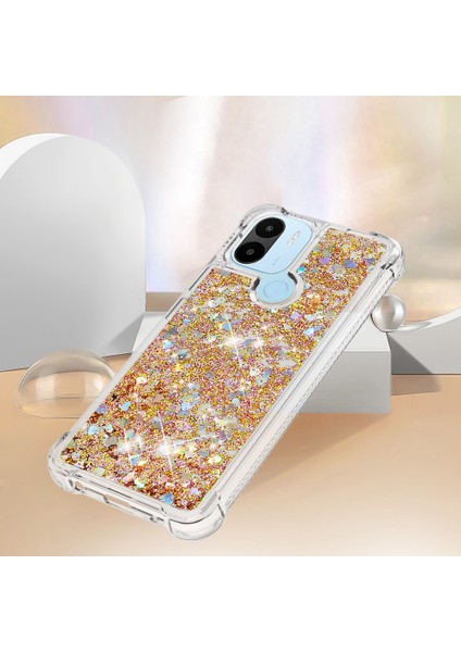 Xiaomi Redmi A1 4g/a2 4g/a1+ 4g/a2+ 4g/poco C50 4g Sıvı Yüzen Glitter Sequins Tpu Telefon Case-Gold/hearts Için (Yurt Dışından)