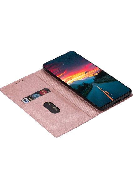 Xiaomi 12T 5G/12T Pro 5g/redmi K50 Ultra 5g Kart Tutucu Tasarım Ince Stand Telefon Kapağı Glitter Pu Deri Cep Telefon Kılıfı Manyetik Oto Absorbed Kapanma Golü Altın (Yurt Dışından)