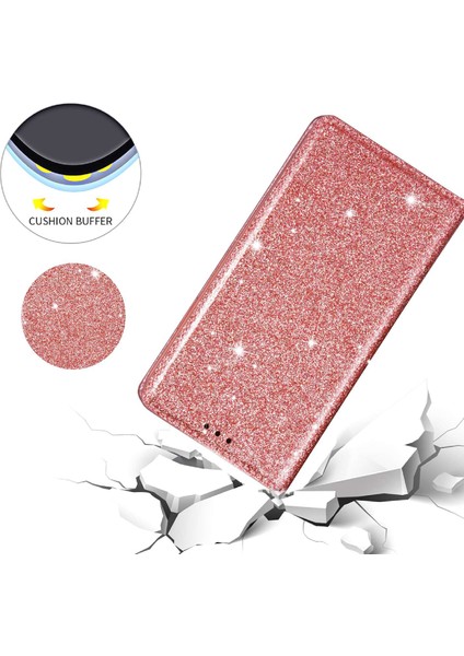 Xiaomi 12T 5G/12T Pro 5g/redmi K50 Ultra 5g Kart Tutucu Tasarım Ince Stand Telefon Kapağı Glitter Pu Deri Cep Telefon Kılıfı Manyetik Oto Absorbed Kapanma Golü Altın (Yurt Dışından)