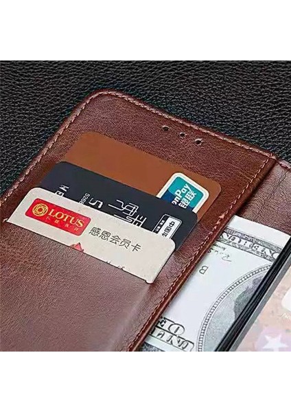 Xiaomi Poco M4 5g Için Çılgın At Doku Cüzdan Kapağı, Pu Deri Stand Manyetik Toka Anti-Drop Telefon Vaka-Kahverengi (Yurt Dışından)