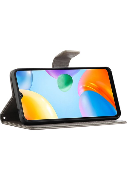 Xiaomi Redmi Için 10C Stand Pu Deri Kılıf Strap-Grey ile Baskalı Baykuş Ağacı Desen Kapağı (Yurt Dışından) fiyatları