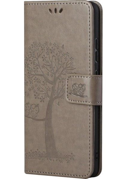 Xiaomi Redmi Için 10C Stand Pu Deri Kılıf Strap-Grey ile Baskalı Baykuş Ağacı Desen Kapağı (Yurt Dışından) fırsatları