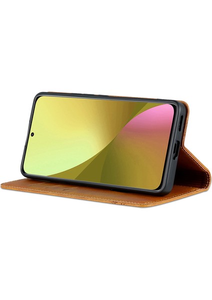 Xiaomi Için 12 Lite 5g Manyetik Otomatik Kapatma Cüzdan Telefon Kılıfı Pu Deri Görüntüleme Stand Flip Cover-Brown (Yurt Dışından) modelleri