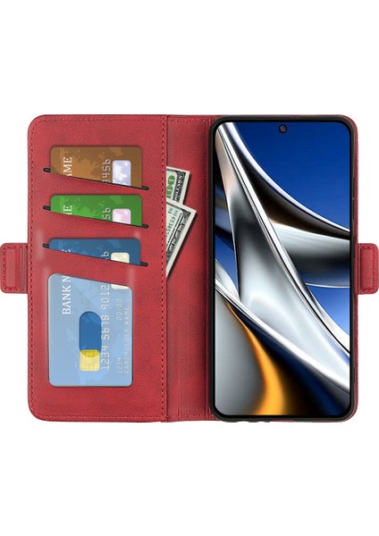Folio Flip Çift Class Pu Deri Telefon Kabuğu Xiaomi Poco X4 Pro 5g, Katlanabilir Ayarlanabilir Stand Vaka Telefon Cüzdan Aksesuar-Kırmızı (Yurt Dışından) fiyatları