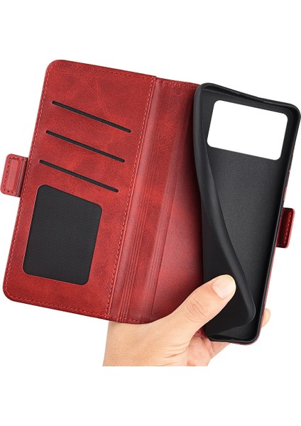 Folio Flip Çift Class Pu Deri Telefon Kabuğu Xiaomi Poco X4 Pro 5g, Katlanabilir Ayarlanabilir Stand Vaka Telefon Cüzdan Aksesuar-Kırmızı (Yurt Dışından) fırsatları