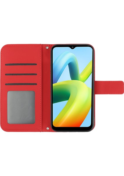 HT04 Xıaomı Redmı A1 4g/a2 4g Cüzdan Stand Omuz Kayışı Kırmızılı Deri Dostu Cep Telefonu Kapağı (Yurt Dışından)
