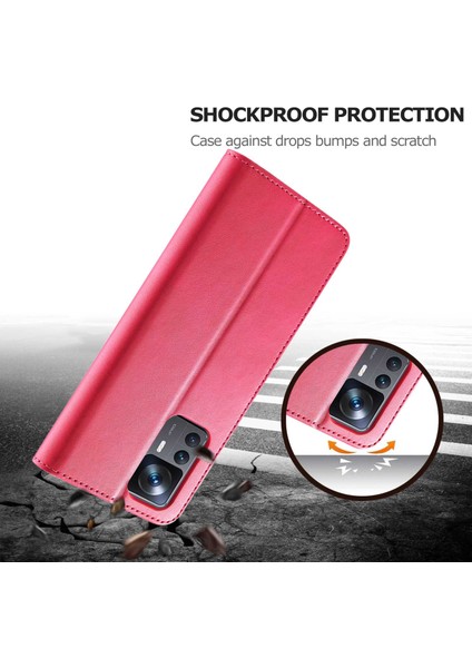 Xiaomi 12T 5g/redmi K50 Ultra 5G/12T Pro 5g Buzağı Dokusu Pu Deri Telefon Stand Magnetic Teclas Cüzdan Telefon Kapak-Pembe (Yurt Dışından) fırsatları