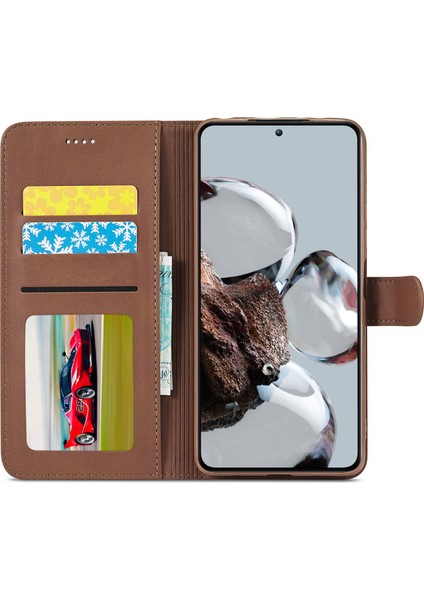Xiaomi 12T 5g/redmi K50 Ultra 5G/12T Pro 5g Buzağı Doku Pu Deri Telefon Stand Magnetic Teclas Cüzdan Telefon Kapak-Kahverengi (Yurt Dışından) fiyatları