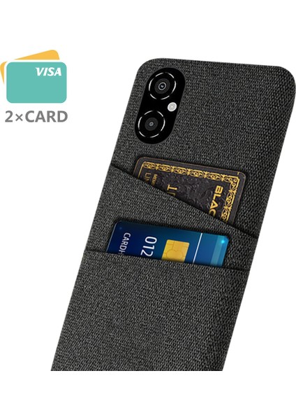 Xiaomi Poco M4 Için 5g Çizgiye Döküm Anti Anti-Cratch Case Yumuşak Dokunmatik Kumaş Doku Pc Arka Kapak Çift Kart Tutucu-Black (Yurt Dışından) fiyatları