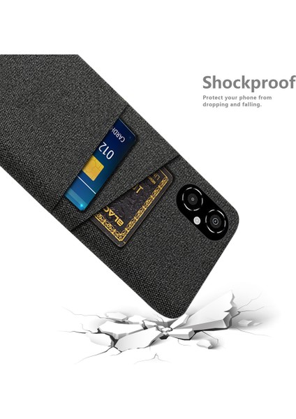 Xiaomi Poco M4 Için 5g Çizgiye Döküm Anti Anti-Cratch Case Yumuşak Dokunmatik Kumaş Doku Pc Arka Kapak Çift Kart Tutucu-Black (Yurt Dışından) fırsatları