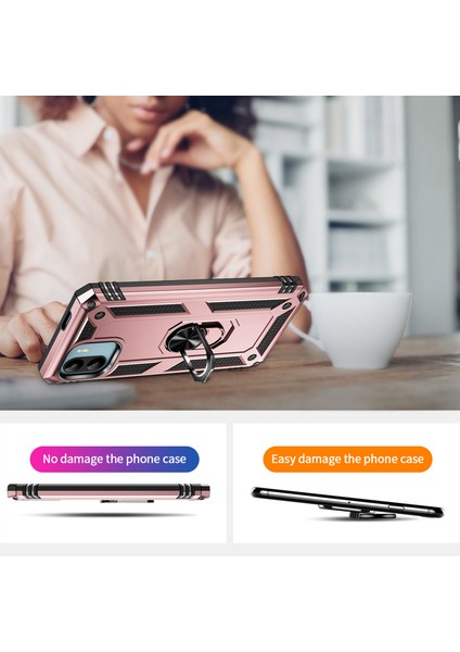 Xiaomi Redmi A1 4g/a2 4g Askeri Derece Drop Anti-Drop Pc+Tpu Koruyucu Kapak Ring Kickstand-Rose Gold (Yurt Dışından) fırsatları