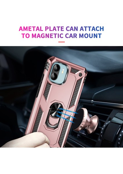 Xiaomi Redmi A1 4g/a2 4g Askeri Derece Drop Anti-Drop Pc+Tpu Koruyucu Kapak Ring Kickstand-Rose Gold (Yurt Dışından) indirimleri
