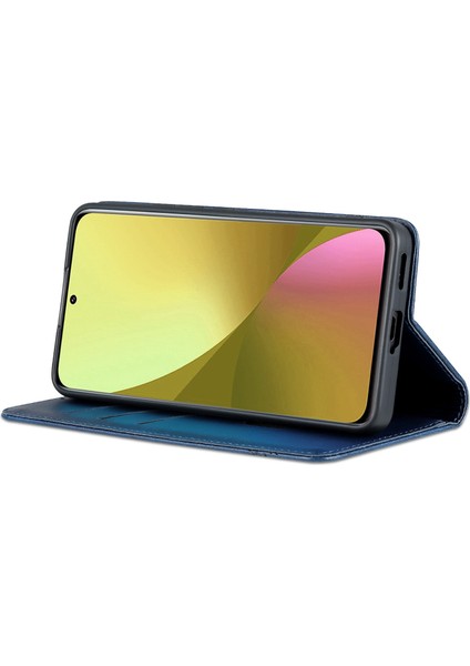 Xiaomi Için 12 Lite 5g Manyetik Otomatik Kapatma Cüzdan Telefon Kılıfı Pu Deri Görüntüleme Stand Flip Cover-Blue (Yurt Dışından) modelleri