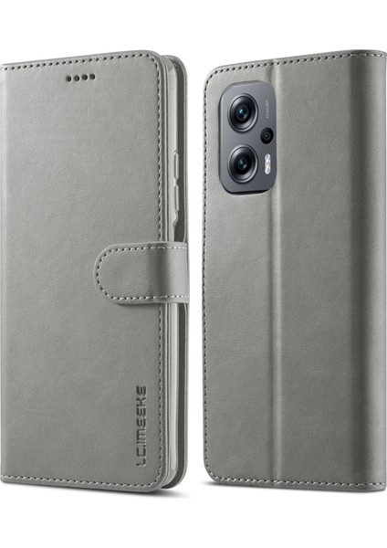 Xiaomi Için Redmi 10 5g/poco M5 4g/m4 5g/redmı Not 11E 5g/redmi 10 Prime+ 5g/11 Prime 5g Telefon Cüzdan Kılıf Pu Deri Deri Stand Manyetik Telefon Kapak-Grey (Yurt Dışından)