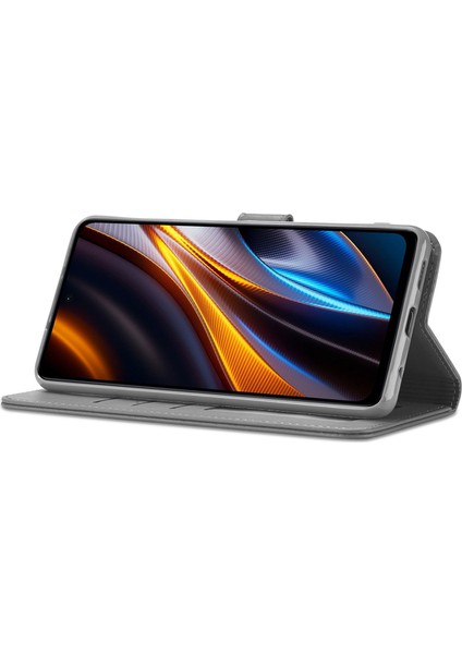 Xiaomi Için Redmi 10 5g/poco M5 4g/m4 5g/redmı Not 11E 5g/redmi 10 Prime+ 5g/11 Prime 5g Telefon Cüzdan Kılıf Pu Deri Deri Stand Manyetik Telefon Kapak-Grey (Yurt Dışından)