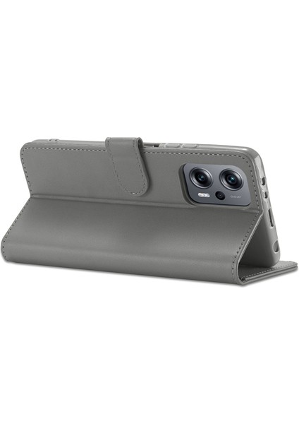 Xiaomi Için Redmi 10 5g/poco M5 4g/m4 5g/redmı Not 11E 5g/redmi 10 Prime+ 5g/11 Prime 5g Telefon Cüzdan Kılıf Pu Deri Deri Stand Manyetik Telefon Kapak-Grey (Yurt Dışından)