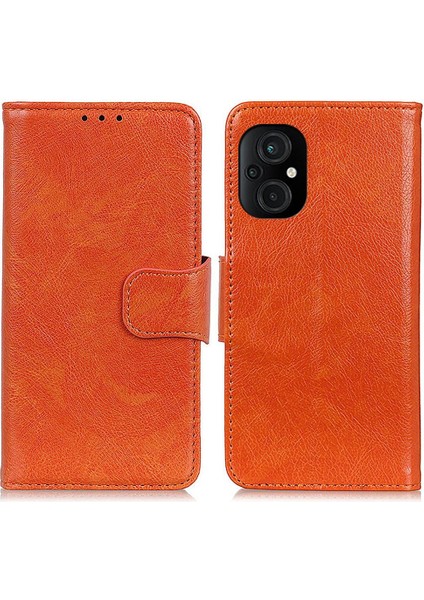 Xiaomi Için Poco M4 5g/m5 5g Tam Koruma Bölünmüş Deri Telefon Kılıfı Nappa Doku Doku Stand Cüzdan Anti-Çizelge Telefon Kapak-Turun (Yurt Dışından)